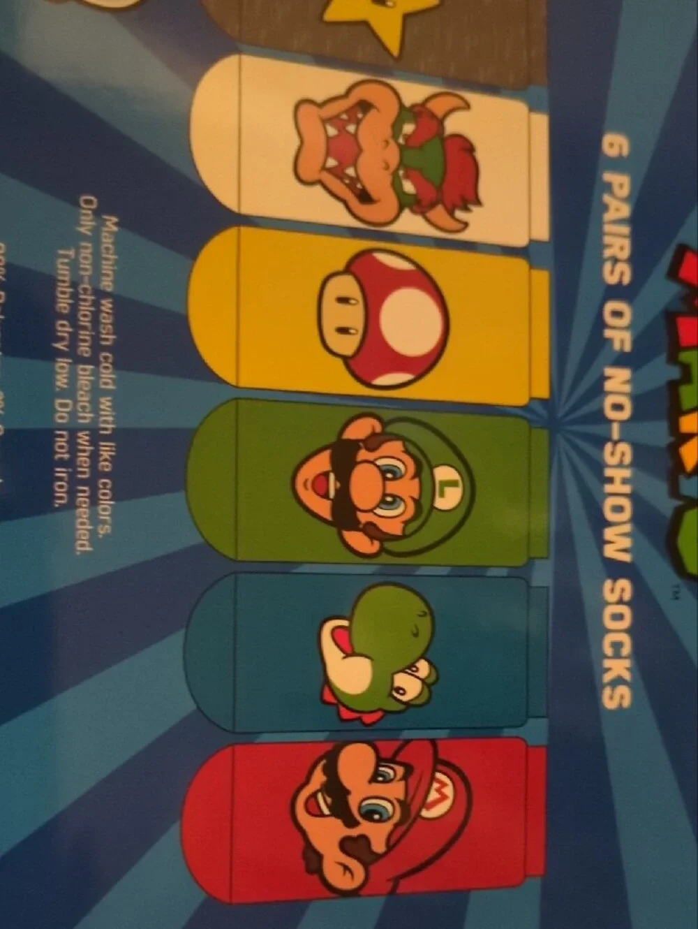 Nintendo Super Mario Character No-Show Socks - Red, Green, Blue, Yellow